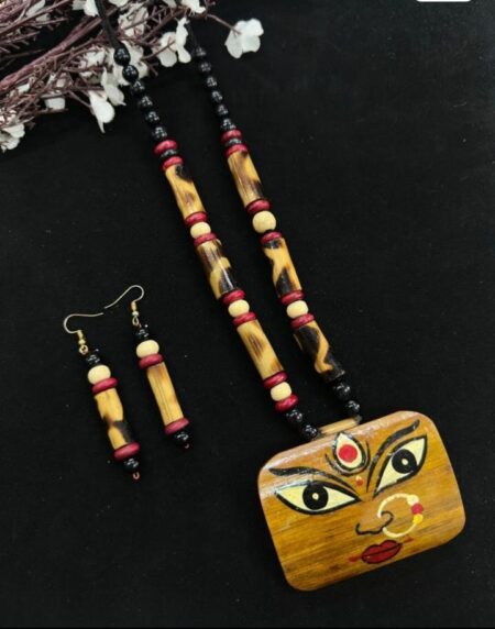 Handcrafted Ethnic Style Wooden Long pendant Set