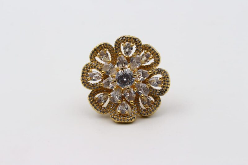 Solitaire Flower Zirconia Finger Ring - Image 2