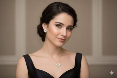 Heart-Shaped Necklace and Earrings Set