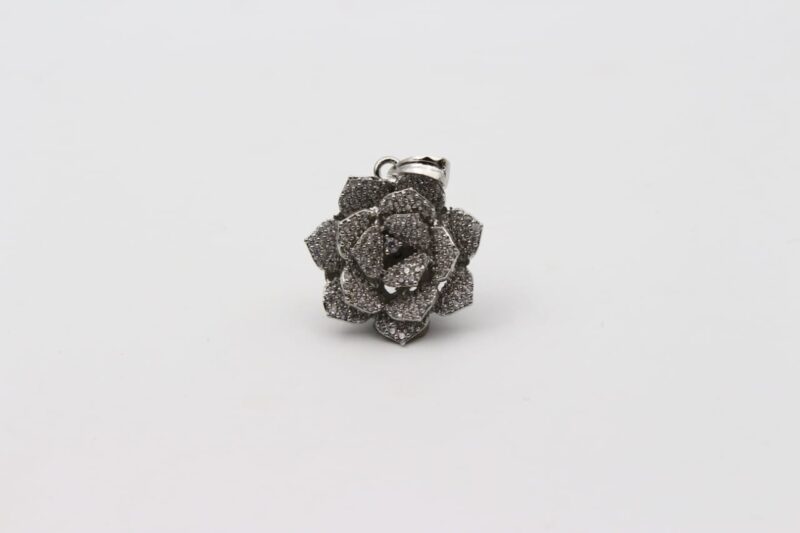 Silver Rose Pendant with Ear Studs - Image 5