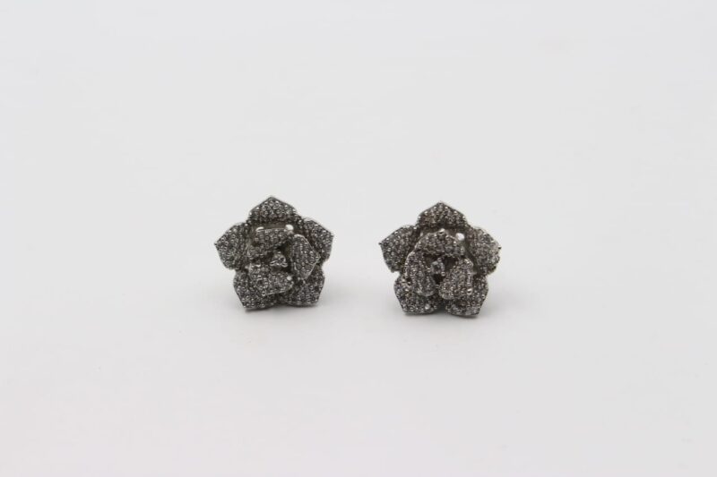 Silver Rose Pendant with Ear Studs - Image 2