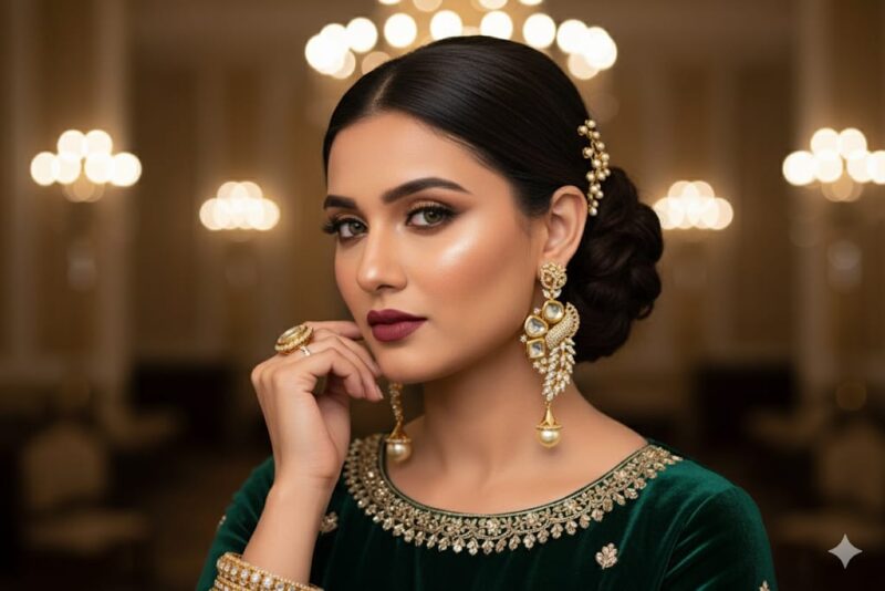 Beautiful and Intricate Pair of Gold-Toned Pearl Drop Earrings - Image 2