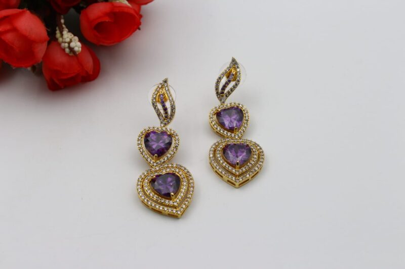 Amethyst and Cubic Zirconia Necklace Set: - Image 2