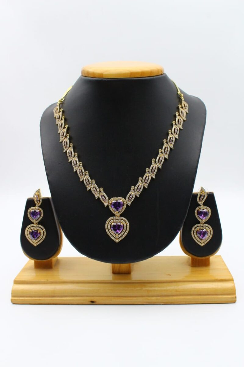 Amethyst and Cubic Zirconia Necklace Set: