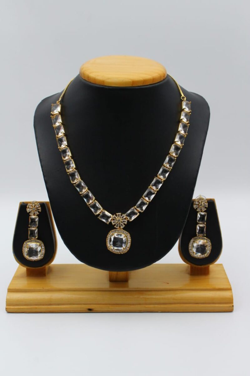 Gold-Toned Jewelry Set with Clear Stones