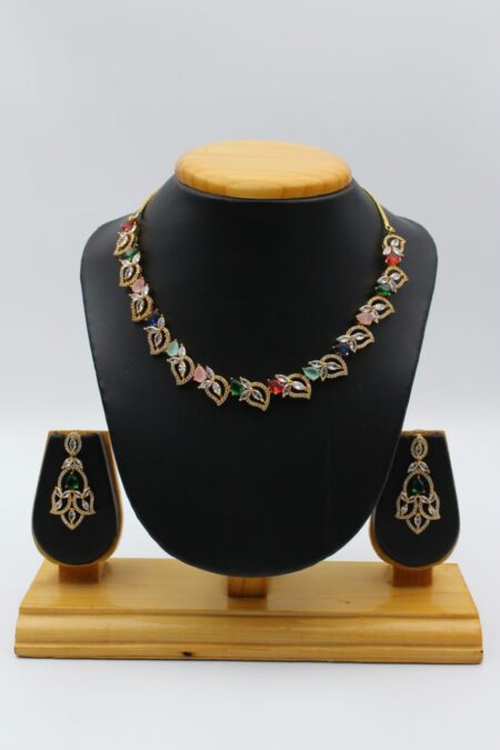 Gold-Toned Floral & Leaf Multi-Colored Jewelry Set