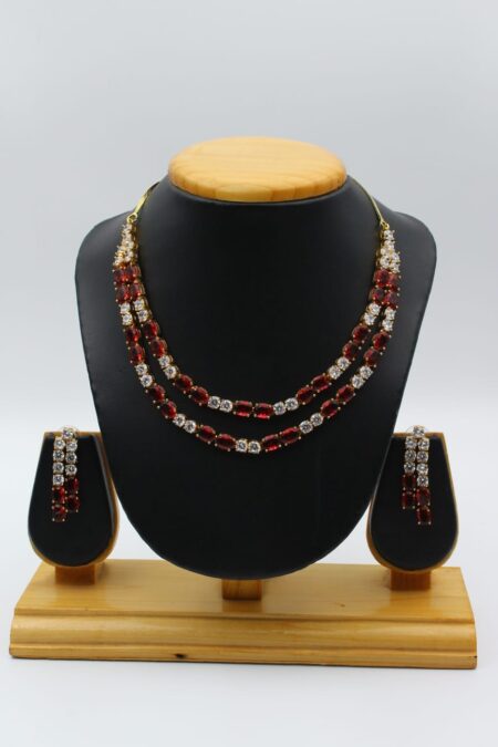 Gold-Toned Jewelry Set with Red and White Stones