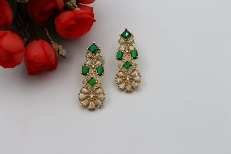 Gold-Toned Jewelry Set with Green and Clear Stones - Image 4