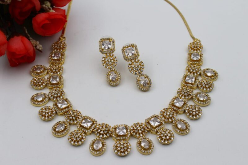 Gold-Toned Jewelry Set with White Stones - Image 2
