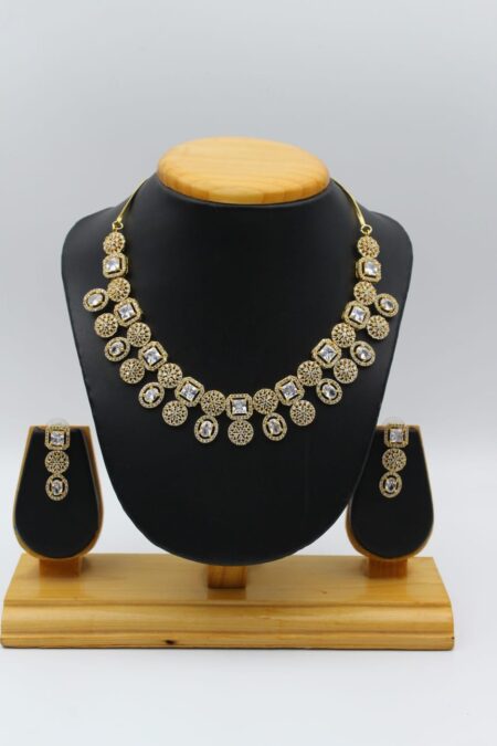 Gold-Toned Jewelry Set with White Stones