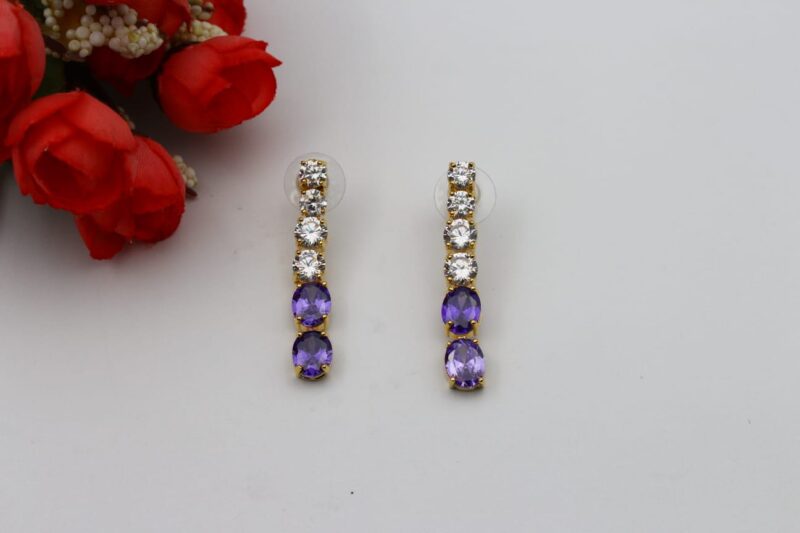 Gold-Toned Jewelry Set with Purple and White Stones - Image 3