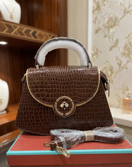 Crocodile-pattern Saddle bag