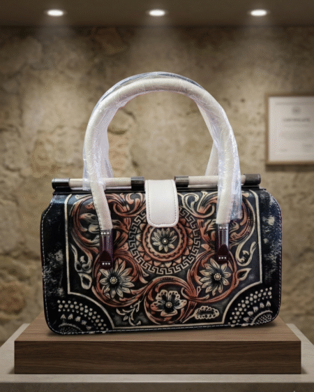 Embossed Floral Frame Handbag